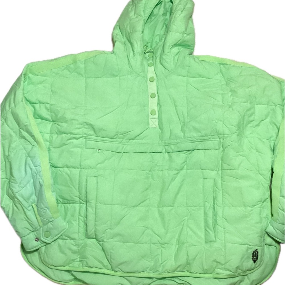 Free People PIPPA PUFFER HOODED PACKABLE PULLOVER GREEN JACKET (Size L) $120.00 - Picture 2 of 10